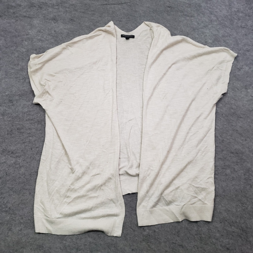 Banana Republic Sweater Women XS/S Cardigan Beige Short Sleeve Knit Open Front *